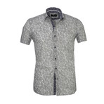 Floral Short Sleeve Button-Up Shirt // Light Gray (XL)