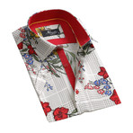 Floral Short Sleeve Button Down Shirt // Beige + Red (XL)
