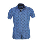Paisley Short Sleeve Button Down Shirt // Denim (3XL)