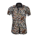 Amedeo Exclusive // Paisley Short Sleeve Button Down Shirt // White + Multicolor (M)
