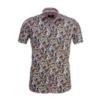 Paisley Short Sleeve Button Down Shirt // Multicolor (L)