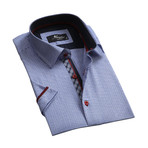Amedeo Exclusive // Checkered Short Sleeve Button Down Shirt // Light Blue (M)