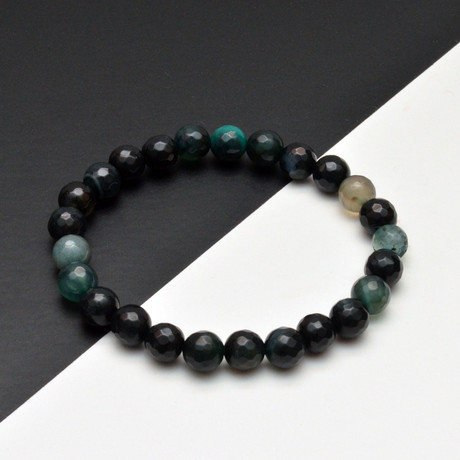 Agate Beaded Bracelet // Turquoise + Black