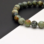 African Turquoise Beaded Bracelet // Teal + Brown
