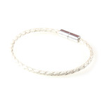 Braided Leather Bracelet // Metallic Pearl (XL)