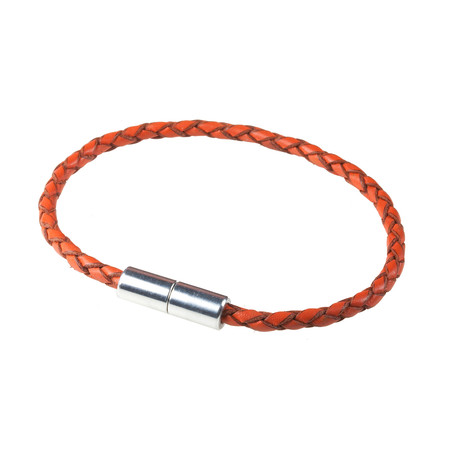 Braided Leather Bracelet // Orange (XS)