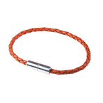 Braided Leather Bracelet // Orange (XL)