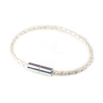 Braided Leather Bracelet // Metallic Pearl (M)