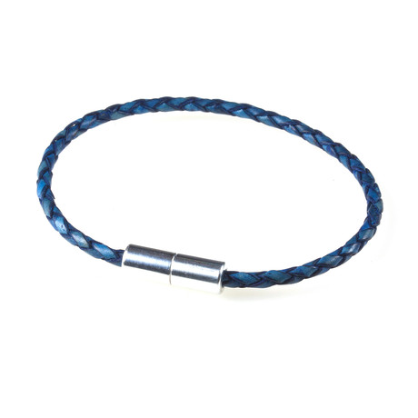 Braided Leather Bracelet // Natural Blue (XS)
