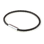 Braided Leather Bracelet // Black (L)