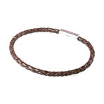 Braided Leather Bracelet V1 // Natural Antique Brown (L)