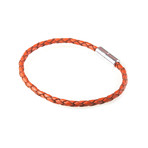Braided Leather Bracelet // Orange (L)