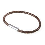 Braided Leather Bracelet V1 // Natural Antique Brown (S)