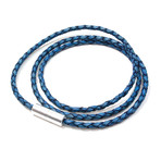 Braided Leather Triple Wrap Bracelet // Natural Blue (S)