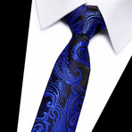 Neck Tie // Black + Dark Blue Paisley