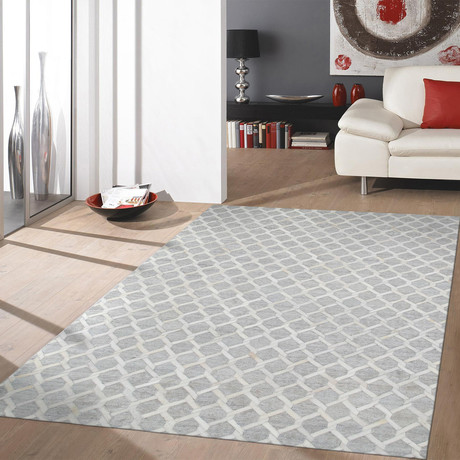 Galaxy Collection Hand Loomed KSY-106 Cowhide Area Rug // Silver