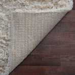 Paris Shag Collections Hand Woven Polyester + Cotton Shaggy Area Rug // Ivory (5' x 8')