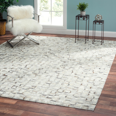 Galaxy Collection Hand Loomed KSY-113 Cowhide Area Rug // Silver (5' x 8')