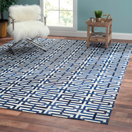 Galaxy Collection Hand Loomed KSY-165 Cowhide Area Rug // Silver