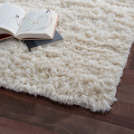 Paris Shag Collections Hand Woven Polyester + Cotton Shaggy Area Rug // Ivory (5' x 8')