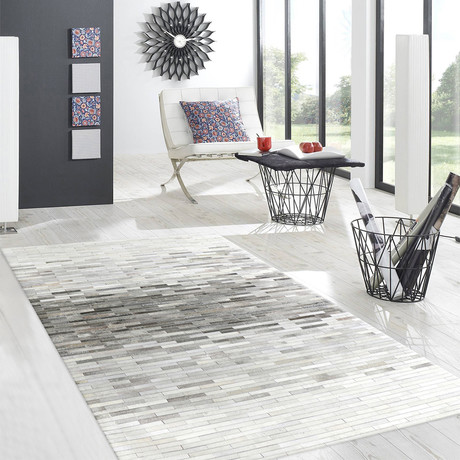 Galaxy Collection Hand Loomed KSY-960 Cowhide Area Rug // Silver (5' x 8')