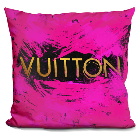 Vu Pink Splash Gold Throw Pillow (16" x 16")