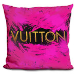 Vu Pink Splash Gold Throw Pillow (16" x 16")