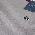 PB Badge Crew Sweatshirt // Gray + Burgundy (L)
