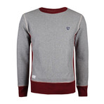 PB Badge Crew Sweatshirt // Gray + Burgundy (XL)