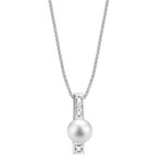 Vintage Salvini 18k White Gold Diamond + Pearl Necklace