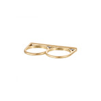 Estate 14k Yellow Gold Line Bar Double Finger Ring // Ring Size: 5 + 5.75