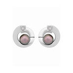 Vintage Salvini 18k White Gold Diamond + Pearl Earrings