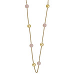 Vintage Chimento 18k Yellow Gold Rose Quartz + Diamond Necklace
