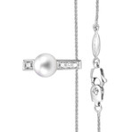 Vintage Salvini 18k White Gold Diamond + Pearl Necklace