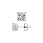 Estate 14k White Gold Cushion Diamond Stud Earrings I