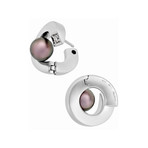 Vintage Salvini 18k White Gold Diamond + Pearl Earrings