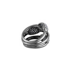 Estate 18k Black Gold Diamond Pave 3 Row Ring // Ring Size: 6.25