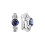 Vintage Legnazzi 18k White Gold Diamond + Tanzanite Earrings