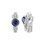 Vintage Legnazzi 18k White Gold Diamond + Tanzanite Earrings