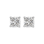 Estate 14k White Gold Cushion Diamond Stud Earrings I