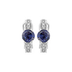 Vintage Legnazzi 18k White Gold Diamond + Tanzanite Earrings