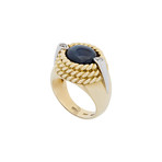 Estate 18k Two-Tone Gold Sapphire + Diamond Ring // Ring Size: 8