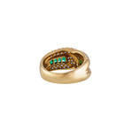 Vintage Yanes 18k Yellow Gold Emerald + Diamond Ring // Ring Size: 7