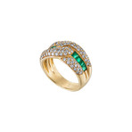 Vintage Yanes 18k Yellow Gold Emerald + Diamond Ring // Ring Size: 7