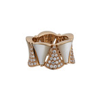 Vintage Bulgari 18k Rose Gold Diamond + Mother of Pearl Ring // Ring Size: 5.25