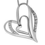 Vintage Yukiko 18k White Gold Diamond Heart Necklace