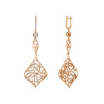 Estate 18k Rose Gold Diamond Drop Earrings