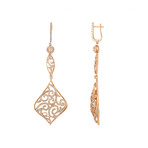 Estate 18k Rose Gold Diamond Drop Earrings