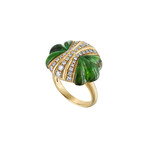 Vintage Picchiotti 18k Yellow Gold Tourmaline + Diamond Ring // Ring Size: 6.5