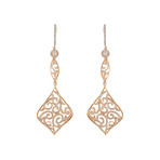 Estate 18k Rose Gold Diamond Drop Earrings